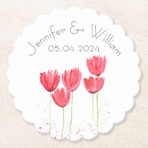 Tulpen Blumen Aquarell Gelb Rustikal Hochzeit Untersetzer