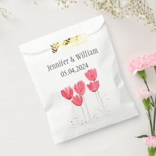 Tulpen Blumen Aquarell Rosa Rustikal Hochzeit Geschenktütchen