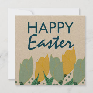 Tulpen-Blumen-Frohe Ostern Handgezeichnet Botanisc Karte