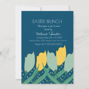 Tulpen-Blumen-Oster-Dinner-Brunch-Familie Blau Einladung