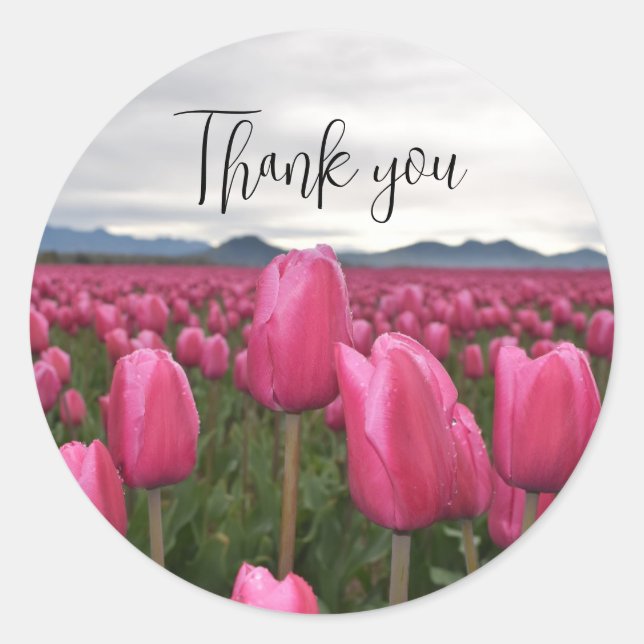 Tulpen Dankeschön Runder Aufkleber (Vorderseite)