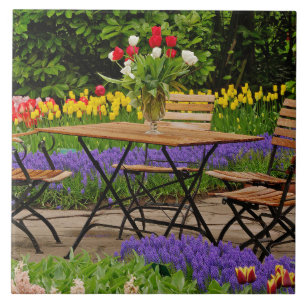 Tulpen des Tisches im Garten, Keukenhof-Gärten, Fliese