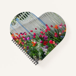 Tulpen Garten Weiße Lattenzaun Foto Notizbuch