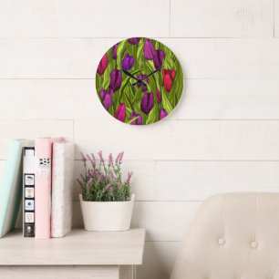 Tulpen Große Wanduhr
