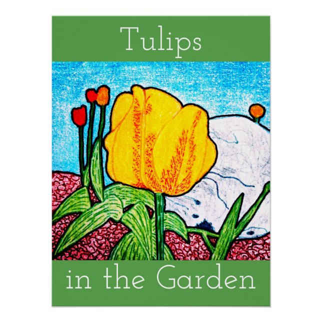 Tulpen im Garten Poster (Vorderseite)
