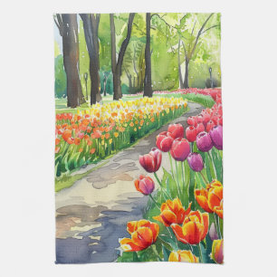 Tulpen im Park Geschirrtuch