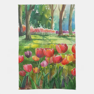 Tulpen im Park Geschirrtuch