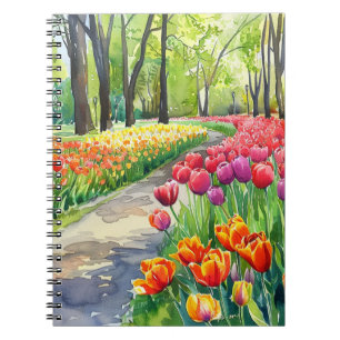 Tulpen im Park Notizblock