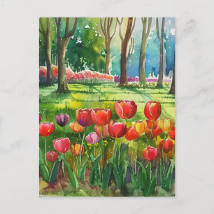 Tulpen im Park Postkarte