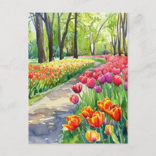 Tulpen im Park Postkarte