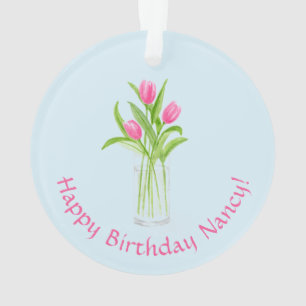 Tulpen in Wasser Handbemalte Aquarell-Blumen Ornament