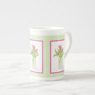 Tulpen in Wasser Handbemalte Aquarell Prozellantasse