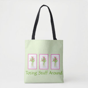 Tulpen in Wasser Handbemalte Aquarellfarbe Lange G Tasche
