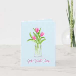 Tulpen in Wasser Handbemalte Wasserfarbe Floral Karte