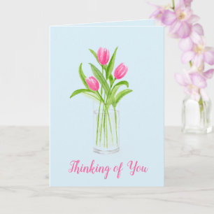 Tulpen in Wasser Handbemalte Wasserfarbe Floral Karte