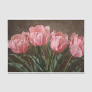 Tulpen in zartem Rosa, botanische Decoupage Seidenpapier