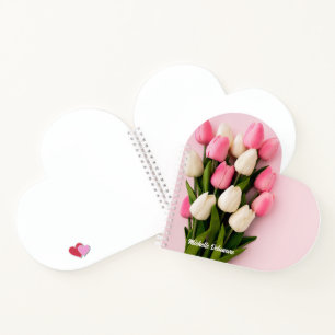 Tulpen mit individuellem Namen auf Rosa Notizbuch