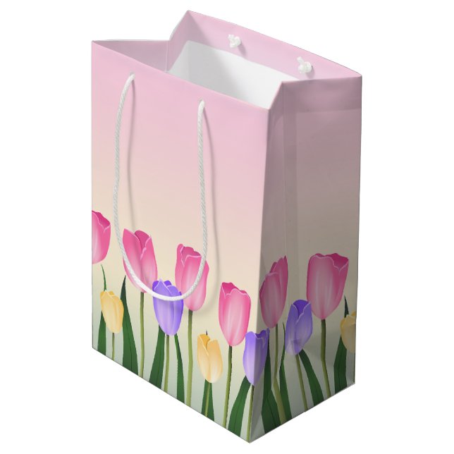 Tulpen Mittlere Geschenktüte (Rückseite Schrägansicht)