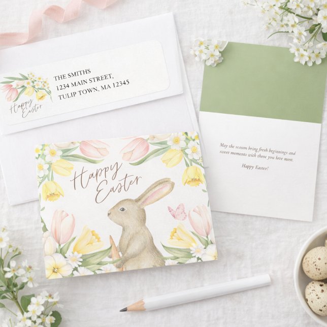 Tulpen & Narzissen Frohe Ostern Rücksendeadresse (Von Creator hochgeladen)