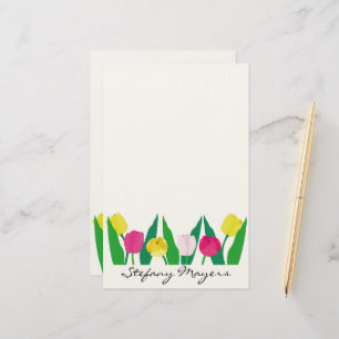 Tulpen Rosa Gelb Lila Grün Modern Süß.  Briefpapier
