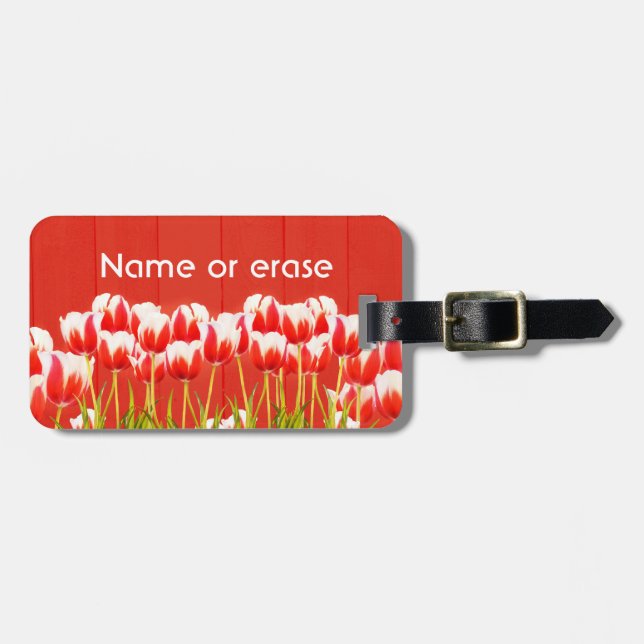 Tulpen, rot und weiß gepäckanhänger (Vorderseite horizontal)