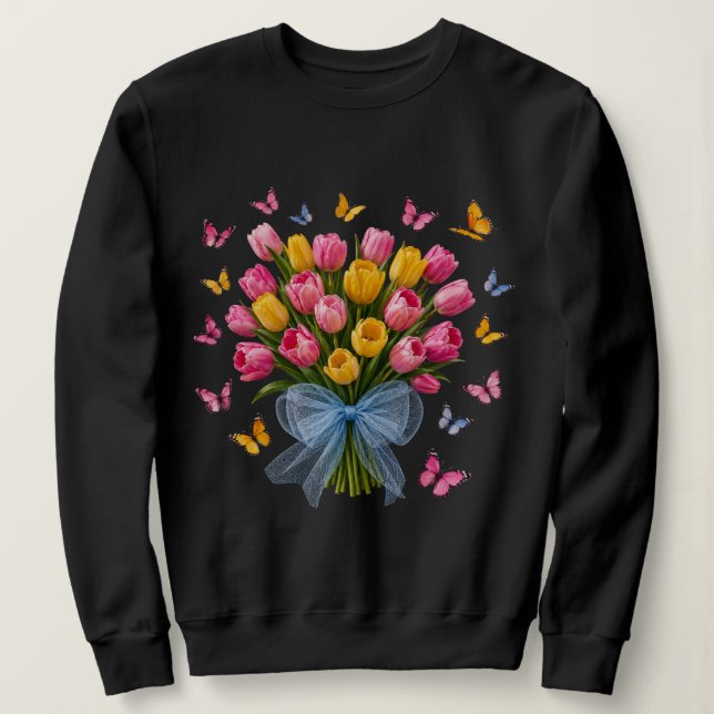 Tulpen & Schmetterlinge Sweatshirt  (Design vorne)
