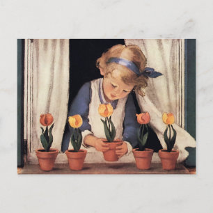 Tulpen topfen von Jessie Willcox Smith Postkarte