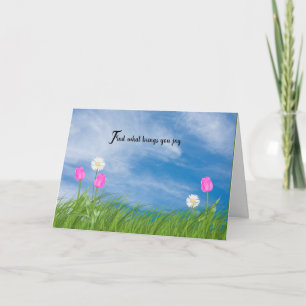 Tulpen und Gänseblümchen im Gras Karte