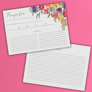 Tulpen- und Grünpflanzen-Hochzeitsdusche-Rezeptkar Begleitkarte