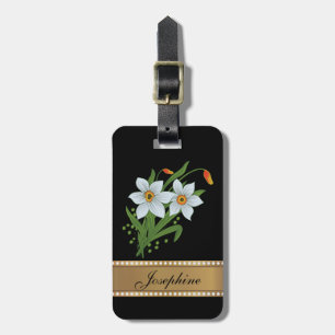 Tulpen und Narzissen Gold personalisierter Name Gepäckanhänger