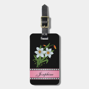 Tulpen und Narzissen Rosa personalisierter Name Gepäckanhänger
