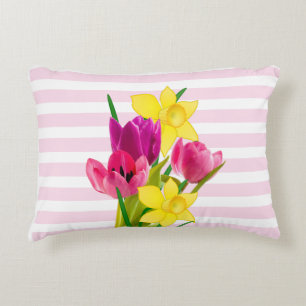 Tulpen und Osterglocken Blumen Akzent Kissen