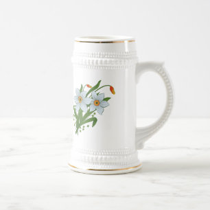Tulpen und Osterglocken Blumen Bierglas