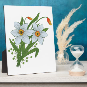 Tulpen und Osterglocken Blumen Fotoplatte