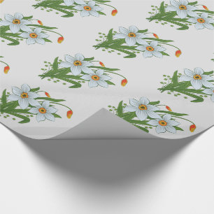 Tulpen und Osterglocken Blumen Geschenkpapier