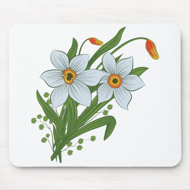 Tulpen und Osterglocken Blumen Mousepad (Vorne)