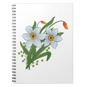 Tulpen und Osterglocken Blumen Notizblock
