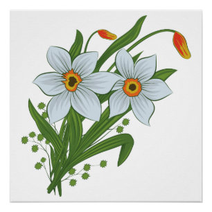 Tulpen und Osterglocken Blumen Poster