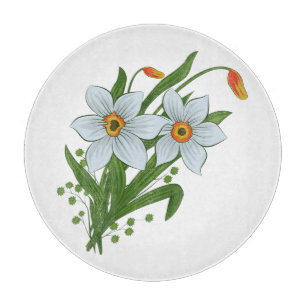 Tulpen und Osterglocken Blumen Schneidebrett