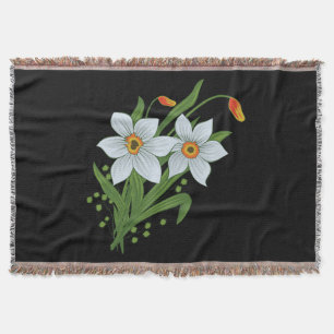 Tulpen und Osterglocken Blumen Schwarzer Hintergru Decke