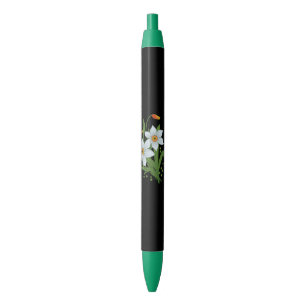 Tulpen und Osterglocken Blumen Schwarzer Hintergru Kugelschreiber