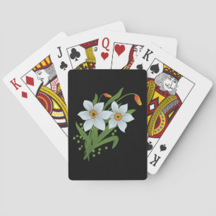 Tulpen und Osterglocken Blumen Schwarzer Hintergru Spielkarten
