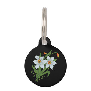 Tulpen und Osterglocken Blumen Schwarzer Hintergru Tiernamensmarke