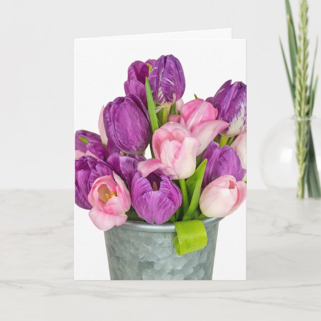 Tulpenbouquet, lila und rosa karte (Vorderseite)