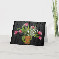 Tulpenbouquet mit Regentropfen Beileid-Karte