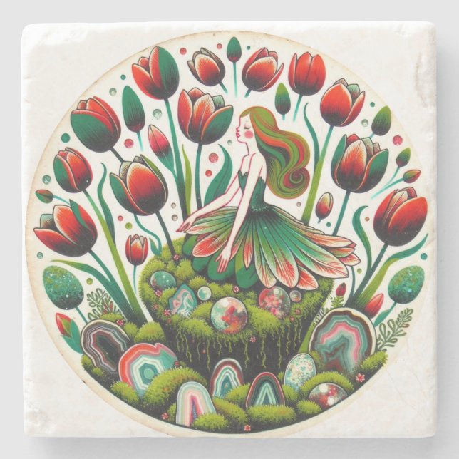Tulpenmaus Steinuntersetzer (Vorderseite)