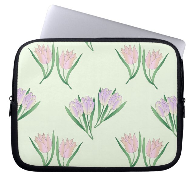 Tulpenmuster grün laptopschutzhülle (Vorderseite)