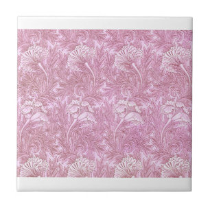 Tulpenmuster in Rosa von William Morris Fliese