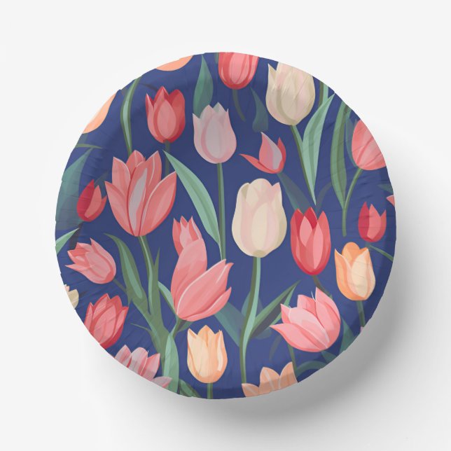 Tulpenmuster Pappteller (Vorderseite)