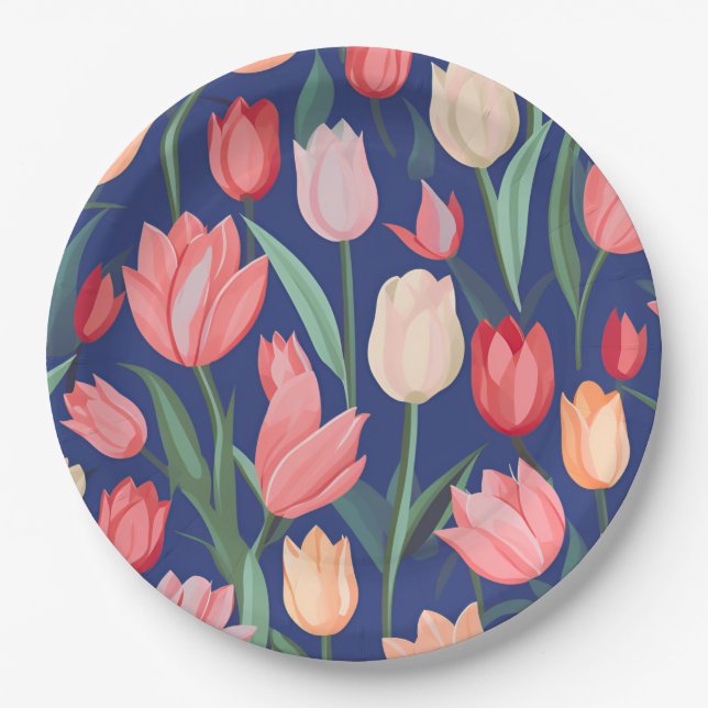 Tulpenmuster Pappteller (Vorderseite)